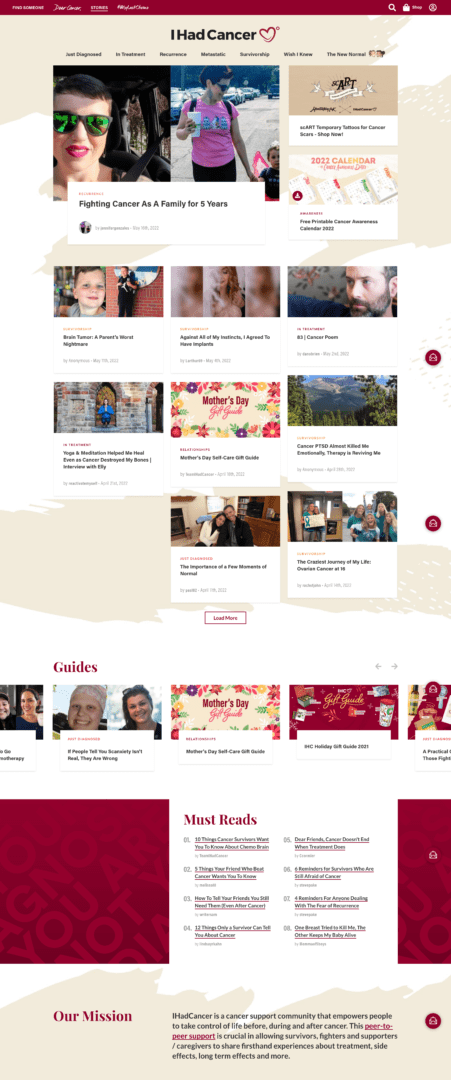 Screenshot of I Had Cancer's homepage