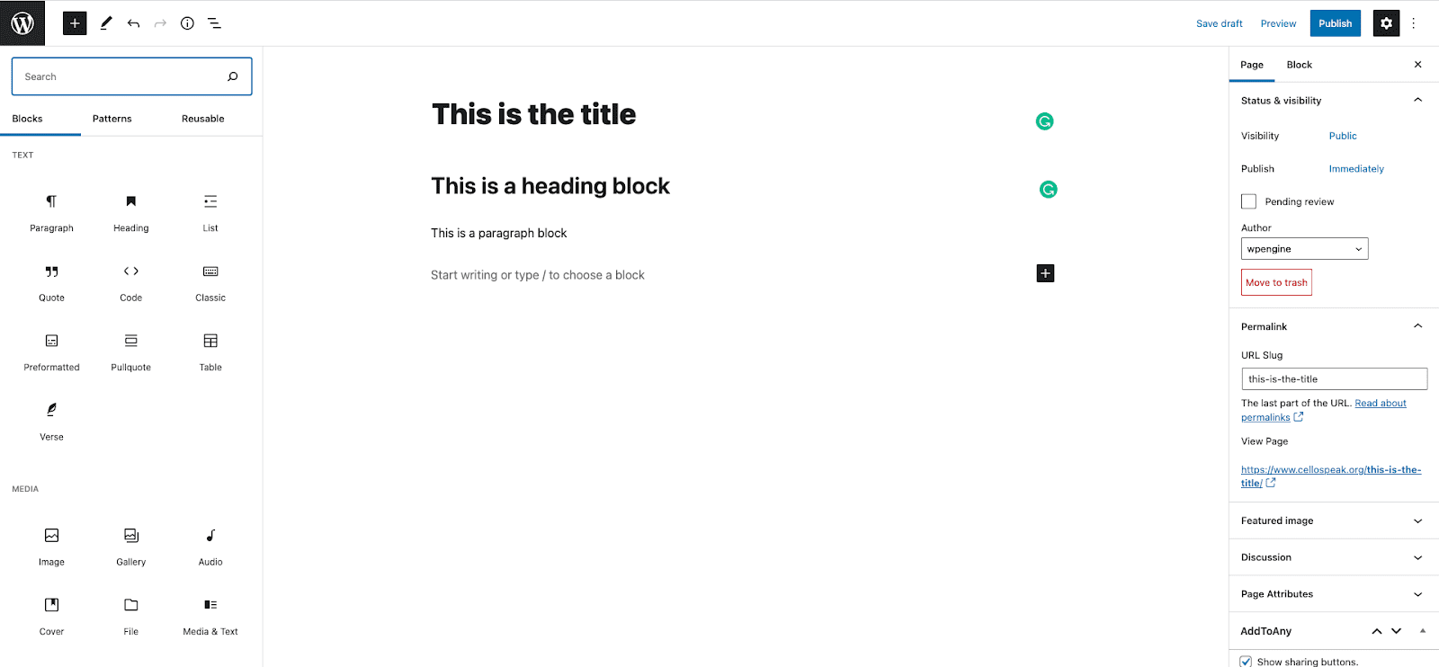 Gutenberg (block) editor