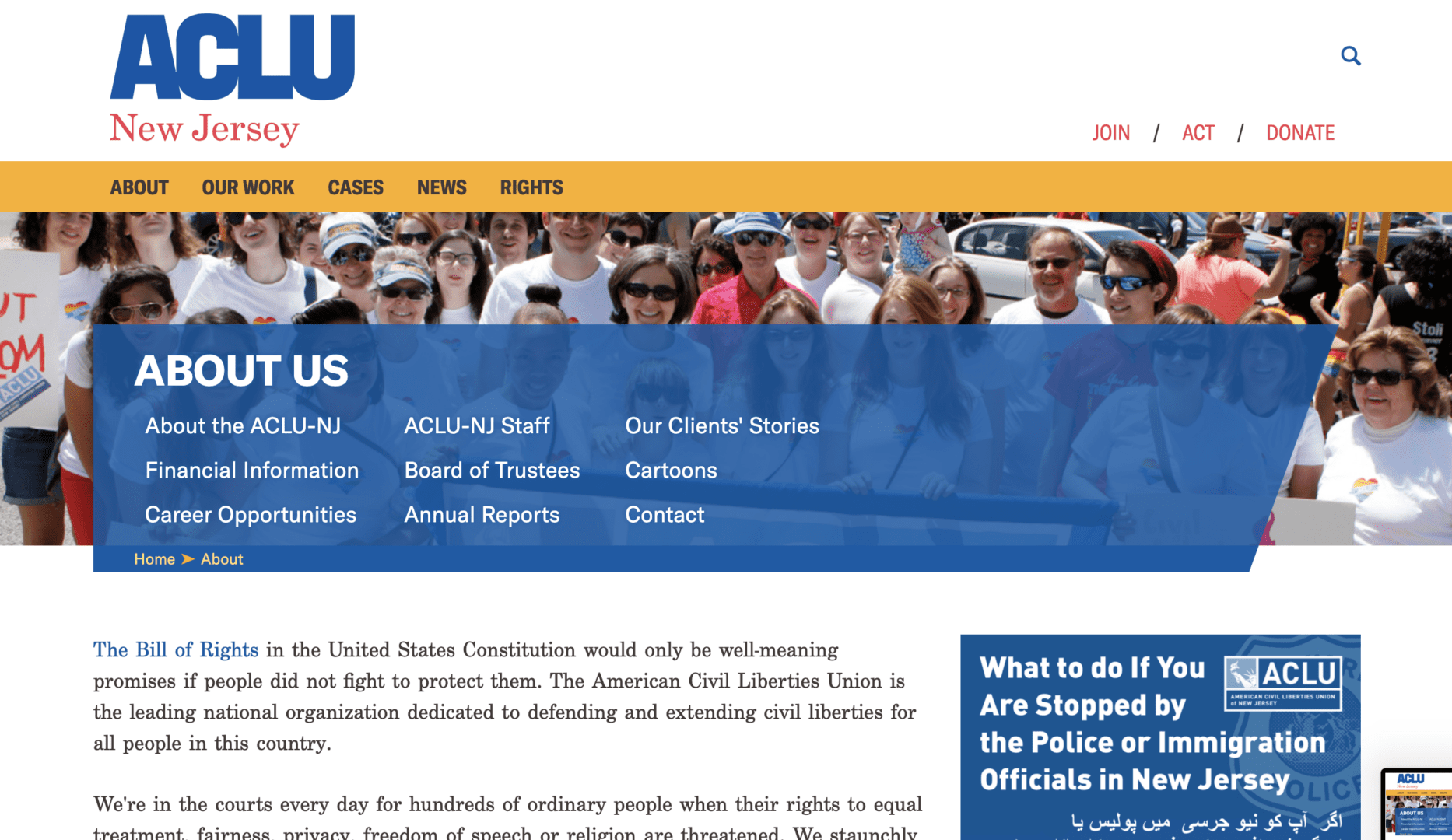 ACLU website design