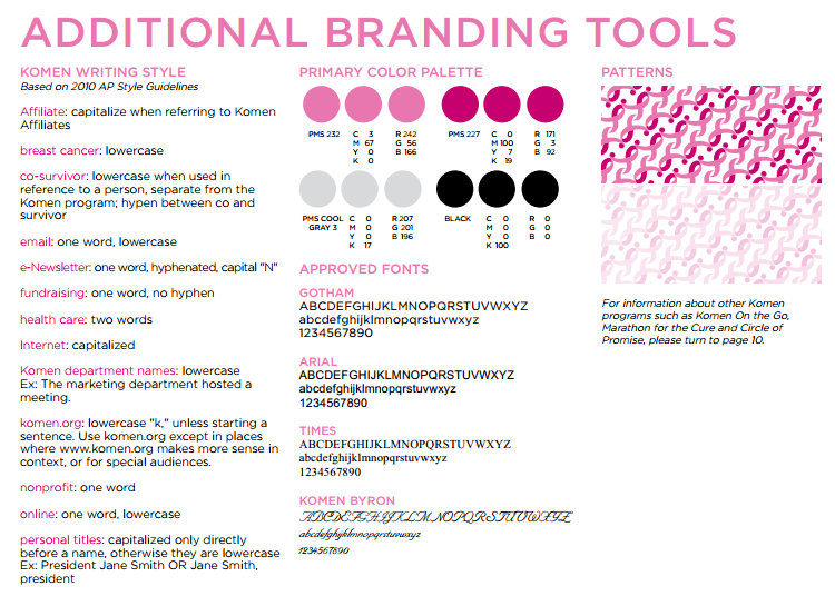 Susan G. Komen- Color Palette and Typeface