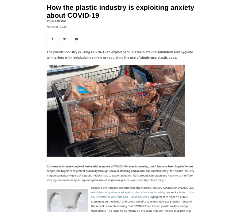 a. Greenpeace article ties breaking news to their mission