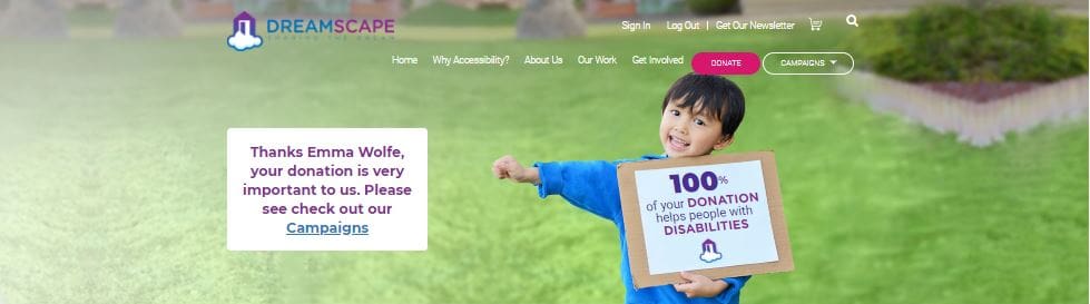 donation page thank you form