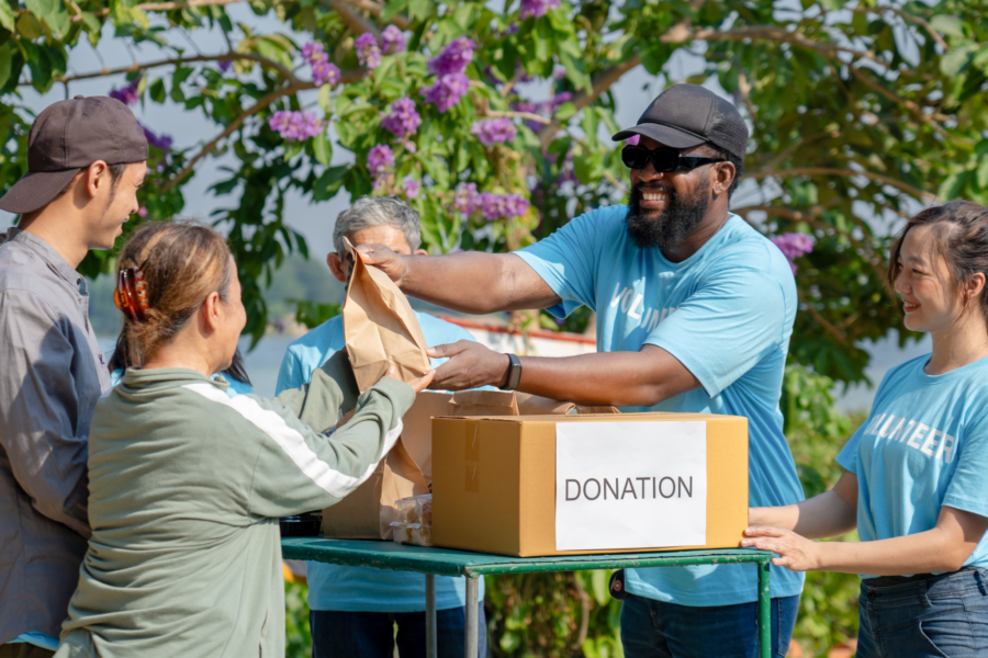 Volunteers receiving donations