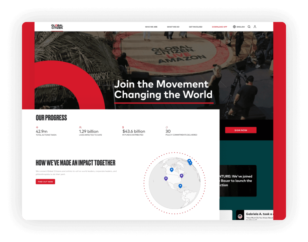 Best Nonprofit Website - Global Citizen